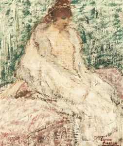 Young Woman On A Sofa by Eugene van Mieghem