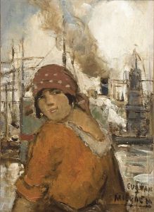 Girl In The Port (ca. 1927) by Eugene van Mieghem