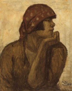Woman Sewing Bags (1924) by Eugene van Mieghem
