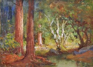 Redwoods With Sunbeams by Arthur William Best