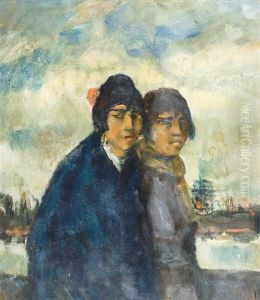 Deux Jeunes Filles Au Port by Eugene van Mieghem