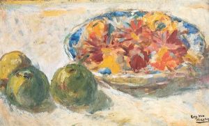 Coupe De Fleurs Et Pommes by Eugene van Mieghem