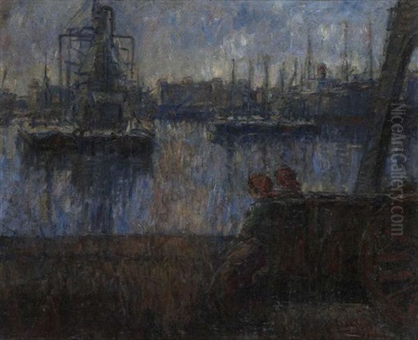 Coucher De Soleil Aux Docks, Environs De L'ecluse Royers - view 1