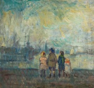 Enfants Au Bord De L'escaut by Eugene van Mieghem