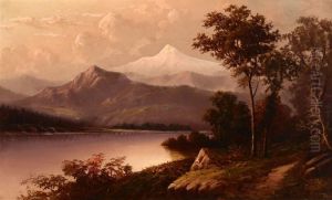 View Of Mt. Hood Looking Up The Klamath River, Oregon by Arthur William Best