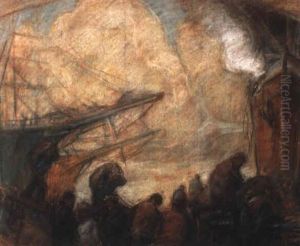 Le Dechargement Des Navires by Eugene van Mieghem