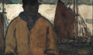 Pecheur Devant Le Port by Eugene van Mieghem