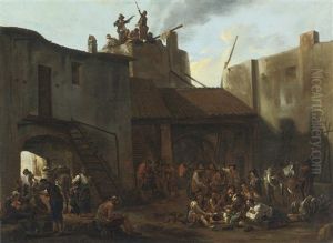Roman Lime Kiln With Peasants Gambling