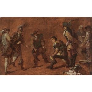 A Study Of Soldiers Playing Boccia Ball by Jan Miel