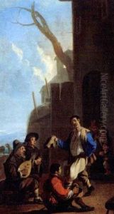 Sanger Begleitet Von Einem Mandolinenspieler by Jan Miel