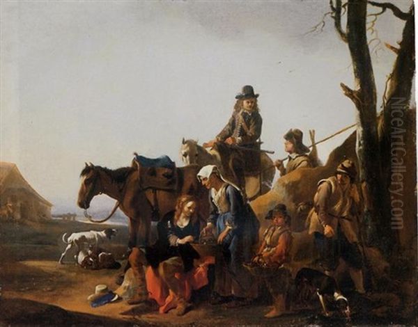 A Landscape With Hunters Resting By A Cottage - view 1