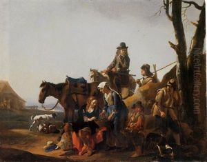 A Landscape With Hunters Resting By A Cottage A Landscape With Hunters Resting By A Cottage