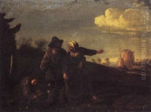 A Family Of Poachers In An Italianate Lanscape