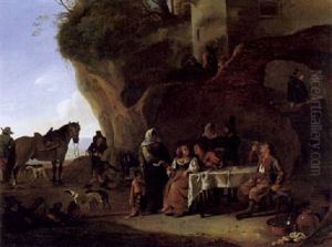 Frohliche Gesellschaft Vor Einer Trattoria