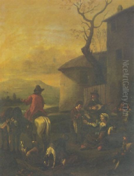 Peasants Eating And Drinking Outside A Tavern - view 1
