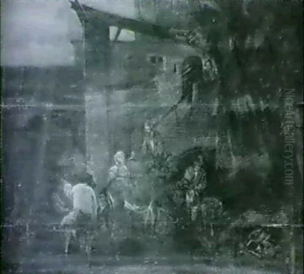 Barnyard Scene With Peasants And Domestic Animals - view 1