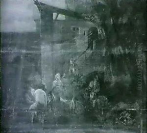 Barnyard Scene With Peasants And Domestic Animals