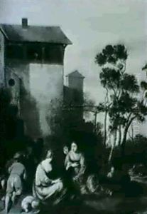 Frohliche Gesellschaft Vor Den Mauern Einer Stadt by Jan Miel