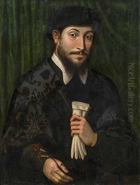 Portrait Of A Gentlemen In Black Robe - view 1