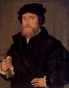 Portrait Of A Gentleman Holding A Pair Of Gloves And A Handkerchief In His Right Hand