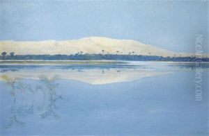 Vue Du Nil Pres De Gizeh by Leopold Alphons Mielich