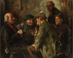 Oberbayerische Bauern Beim Disputieren by Hans Best