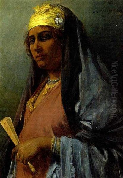 An Oriental Maiden Holding A Fan - view 1