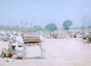 Ein Esel Am Markt - Agypten by Leopold Alphons Mielich