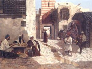 An Arab Street Market by Leopold Alphons Mielich