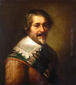 Portrait Of A Gentleman, Head And Shoulders, Wearing A Buff Tunic And A Green Sash