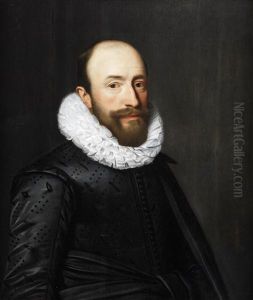 Portrait Of A Gentleman, Half-length, In Black Costume With A White Ruff