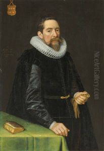 Portrait Of Nicolaes Gael (1565-1638), Three-quarter Length, Standing By A Table With A Book