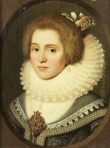 Portrait Of Amalia Van Solms -braunfels, Bust-length, In An Embroidered Dress, Within A Painted Oval