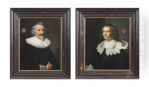 Portrait Of Jan Van Der Haer (1573-1646); Portrait Of Maria Van Kinschot (1589-1648) (pair) by Michiel Jansz. van Mierevelt