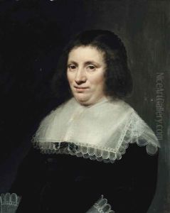 Portrait Of Maria Reigensbergen (1589-1653), Half-length, In A Black Dress And Lace Shawl
