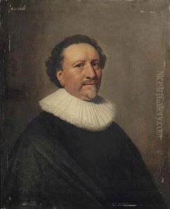 Portrait Of A Gentleman, Bust-length, In A Black Costume With A White Lace Collar