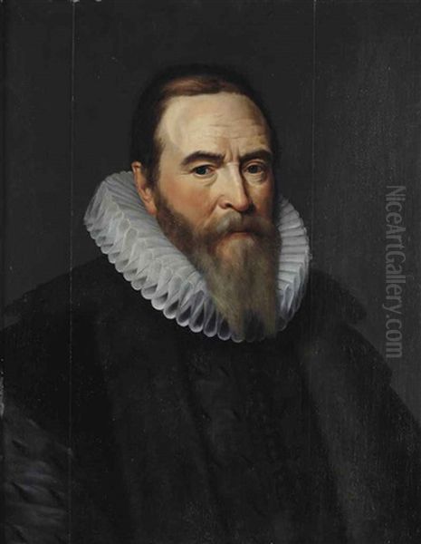 Portrait Of Johan Van Oldebarnevelt, Land's Advocate Of Holland (1547-1619), Half-length, In A Black Doublet, A Black Fur-lined Coat And A Ruff - view 1