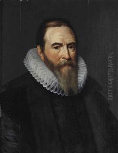 Portrait Of Johan Van Oldebarnevelt, Land's Advocate Of Holland (1547-1619), Half-length, In A Black Doublet, A Black Fur-lined Coat And A Ruff by Michiel Jansz. van Mierevelt