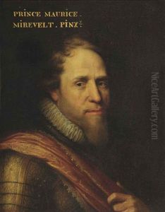 Portrait Of Maurice Of Nassau, Prince Of Orange (1567-1625), Bust- Length, In A Gilded Wheatsheaf Armour And An Orange Sash by Michiel Jansz. van Mierevelt