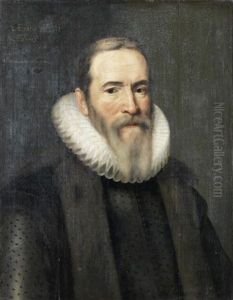 Portrait Of Johan Van Oldenbarnevelt, Half-length, In A Black Coat, A Fur Mantle And White Ruff