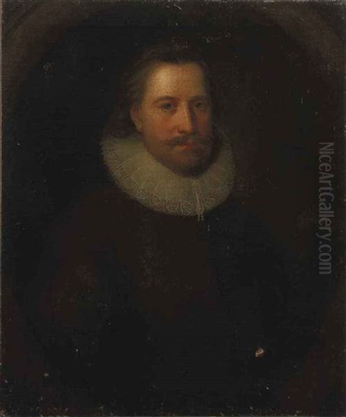 Portrait Of Gentleman In A Brown Jacket With Lace Collar - view 1