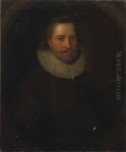 Portrait Of Gentleman In A Brown Jacket With Lace Collar