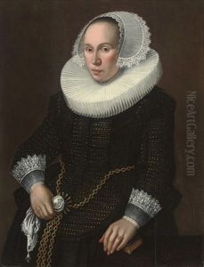 Portrait Of A Lady, In A Black Embroidered Dress
