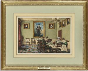 The Dining Room At Langton (near Malton, Yorkshire), Family At Breakfast by Mary Ellen Best