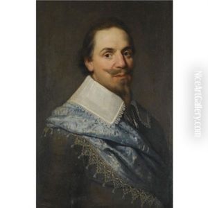 Portrait Of A Gentleman, Head And Shoulders, Wearing Grey With A Pale Blue Sash Portrait Of A Gentleman, Head And Shoulders, Wearing Grey With A Pale Blue Sash