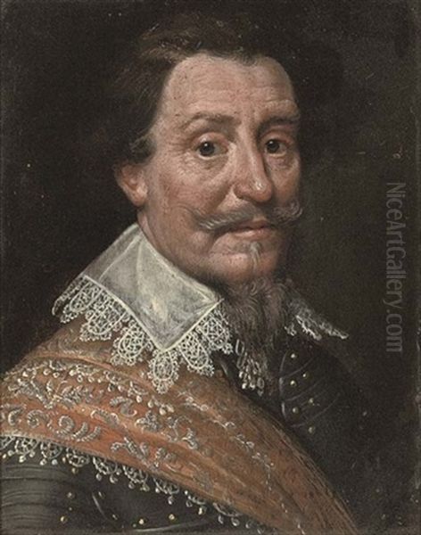 Portrait Of A Gentleman In Armour With A Lace Collar And Red Sash - view 1