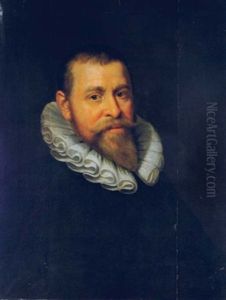 Portrait Of A Gentleman In A Black Coat And Lace Collar