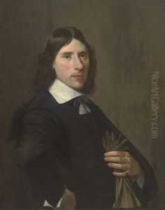 Portrait Of A Gentleman Holding Gloves In His Left Hand by Michiel Jansz. van Mierevelt