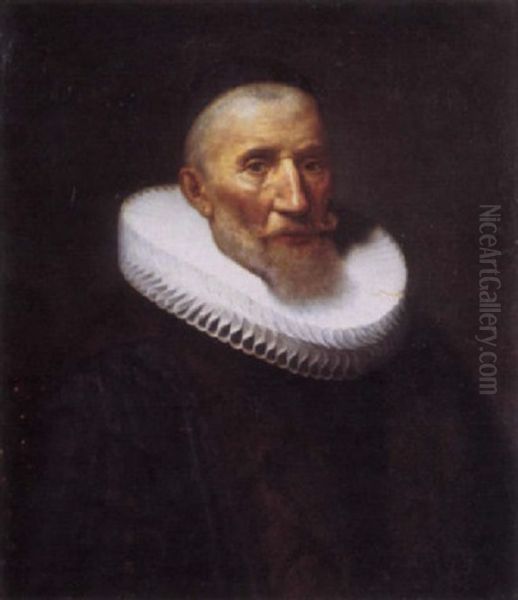 Portrait Of A Man In A Doctoral Gown Trimmed With Fur, A White Ruff And A Black Skull Cap - view 1