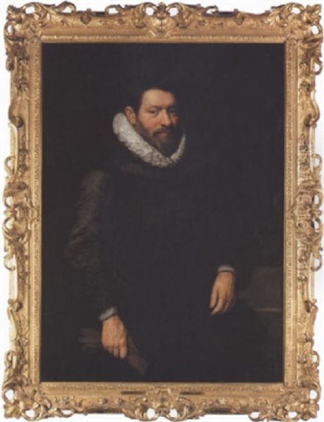 Portrait Of A Gentleman Wearing A Black Jacket With A Lace Ruff - view 1